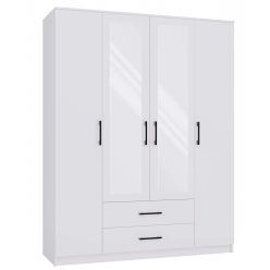 ROMANA 160 gardróbszekrény tükörrel, fehér