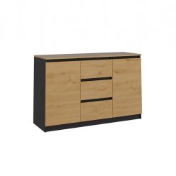   MIX 2D3S/BA komód, 120x75x40 cm, antracit-tölgy (tölgy komódtetővel)