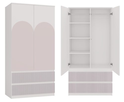 MIX SS-90 ARTEO gardróbszekrény, 90x180x50 cm, fehér-rózsaszín