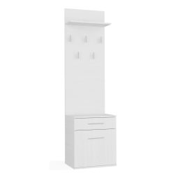   Na Buty Duo előszoba szekrény fogassal, matt fehér színben