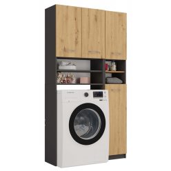   MIX Marpol fürdőszoba szekrény, 96x180x30 cm, antracit-tölgy